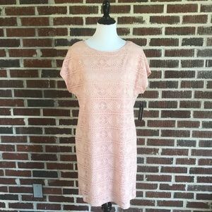 NWT Sharagano Blush Lace Shift Dress Size 10